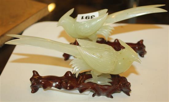 Pair Chinese jade birds